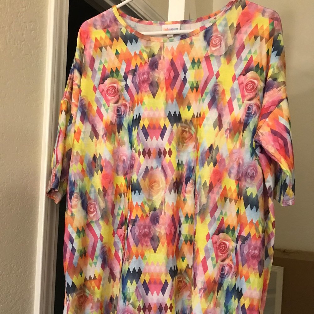 Lularoe Irma Colorful Paisley, Flowers, Diamonds